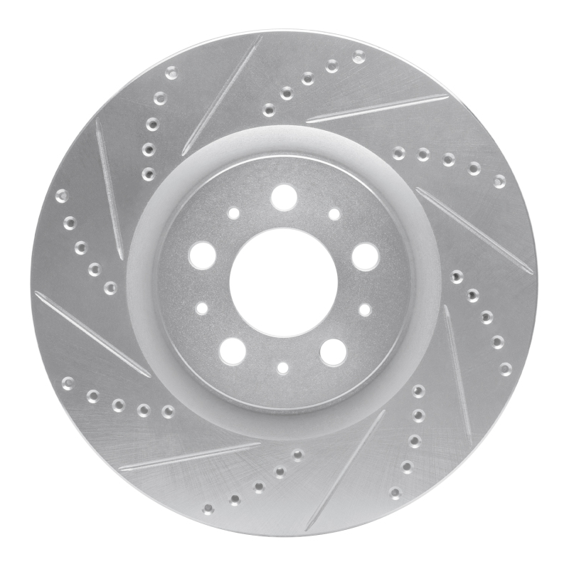 R1 04-07 Volvo V70 Front Left Drilled & Slotted Silver Brake Rotor