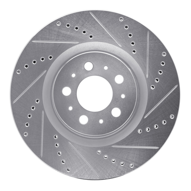 R1 04-07 Volvo V70 Front Right Drilled & Slotted Silver Brake Rotor