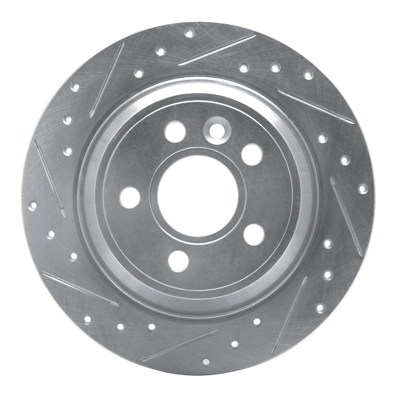 R1 07-10 Volvo S80 Rear Left Drilled & Slotted Silver Brake Rotor