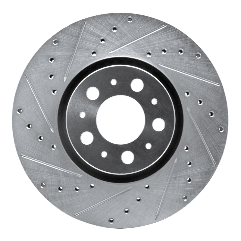 R1 03-09 Volvo S60 Front Left Drilled & Slotted Silver Brake Rotor