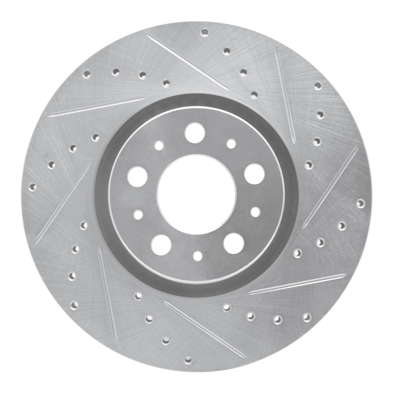R1 03-09 Volvo XC90 Front Right Drilled & Slotted Silver Brake Rotor