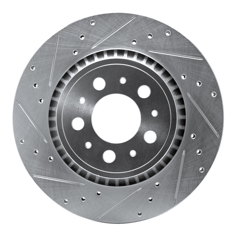 R1 03-14 Volvo XC90 Rear Left Drilled & Slotted Silver Brake Rotor