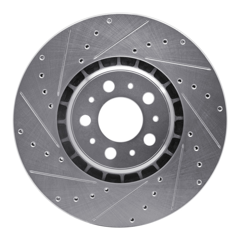 R1 03-09 Volvo XC90 Front Left Drilled & Slotted Silver Brake Rotor