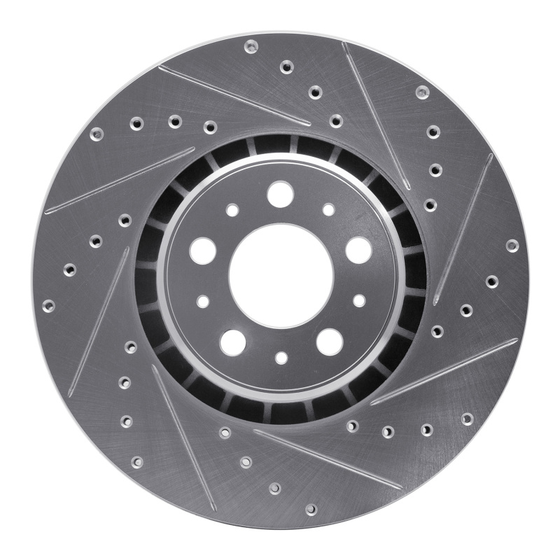 R1 03-09 Volvo XC90 Front Right Drilled & Slotted Silver Brake Rotor