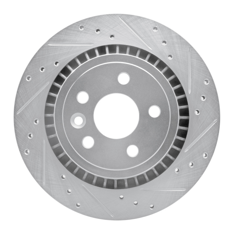 R1 10-17 Volvo XC60 Rear Right Drilled & Slotted Silver Brake Rotor