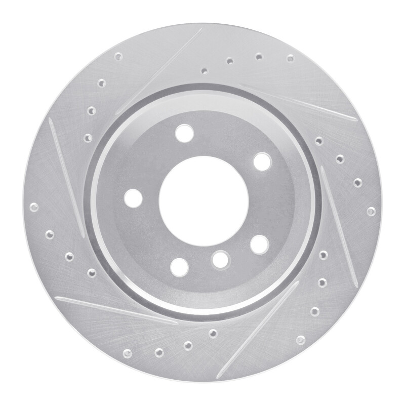 R1 01-06 BMW 330CI Rear Left Drilled & Slotted Silver Brake Rotor