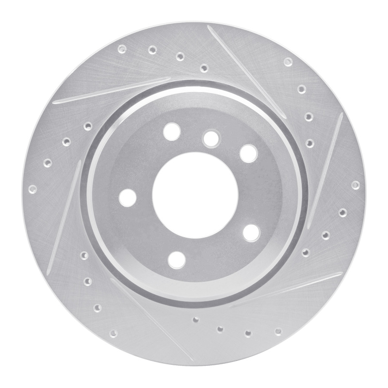 R1 01-06 BMW 330I Rear Right Drilled & Slotted Silver Brake Rotor