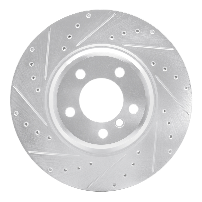 R1 02-08 BMW 745LI Front Left Drilled & Slotted Silver Brake Rotor