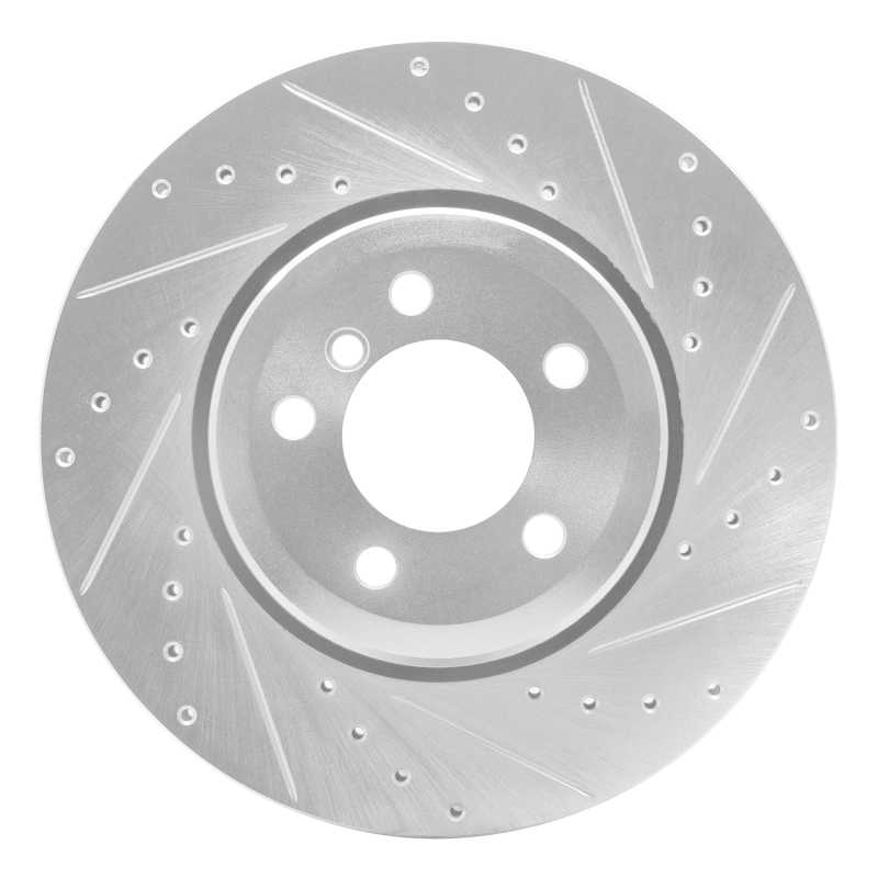 R1 02-05 BMW 760I Rear Right Drilled & Slotted Silver Brake Rotor