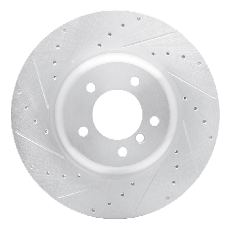 R1 04-10 BMW 650I Convertible Front Left Drilled & Slotted Silver Brake Rotor