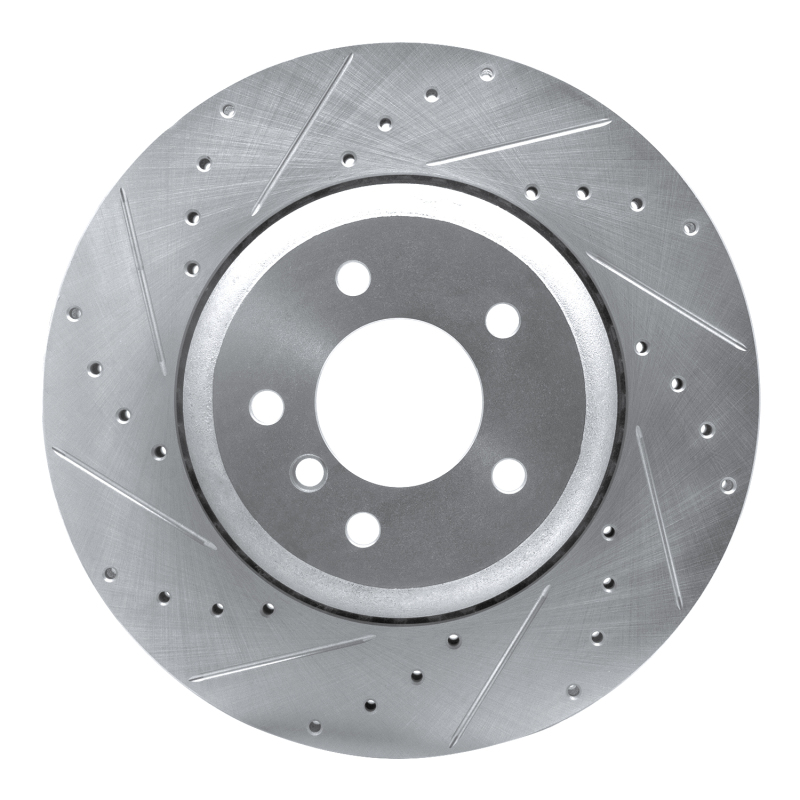 R1 04-10 BMW 545I Rear Left Drilled & Slotted Silver Brake Rotor