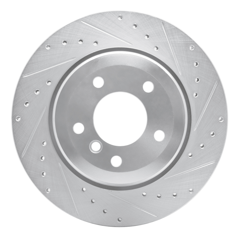 R1 04-10 BMW 528I Rear Right Drilled & Slotted Silver Brake Rotor