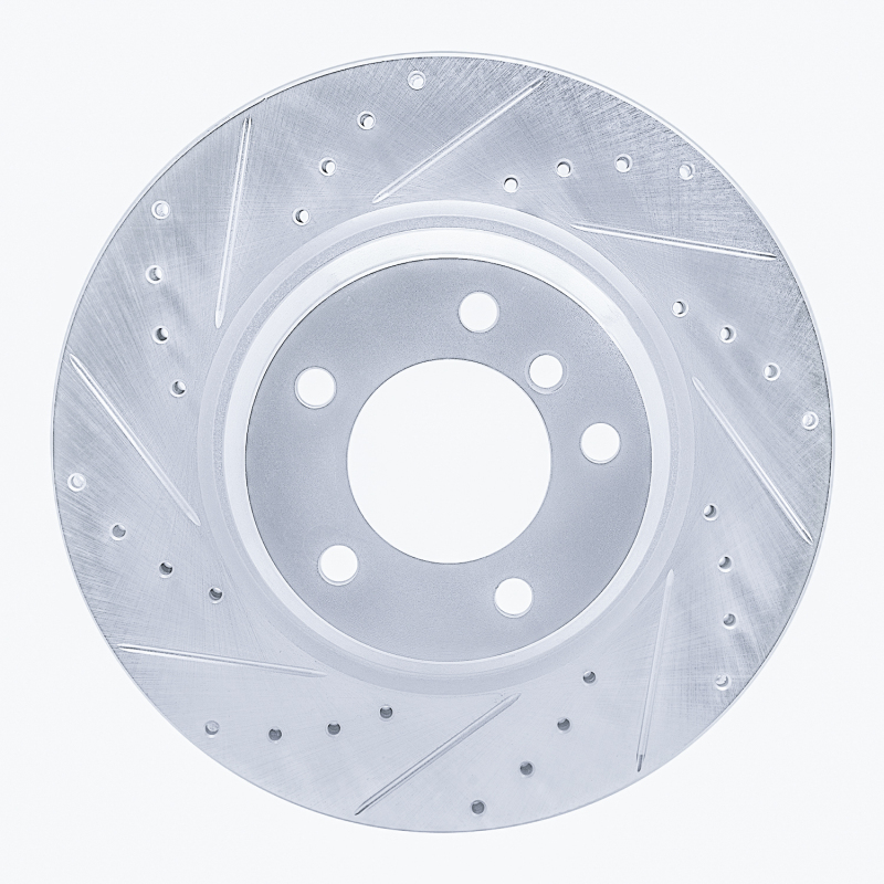 R1 06-12 BMW 330XI Front Left Drilled & Slotted Silver Brake Rotor
