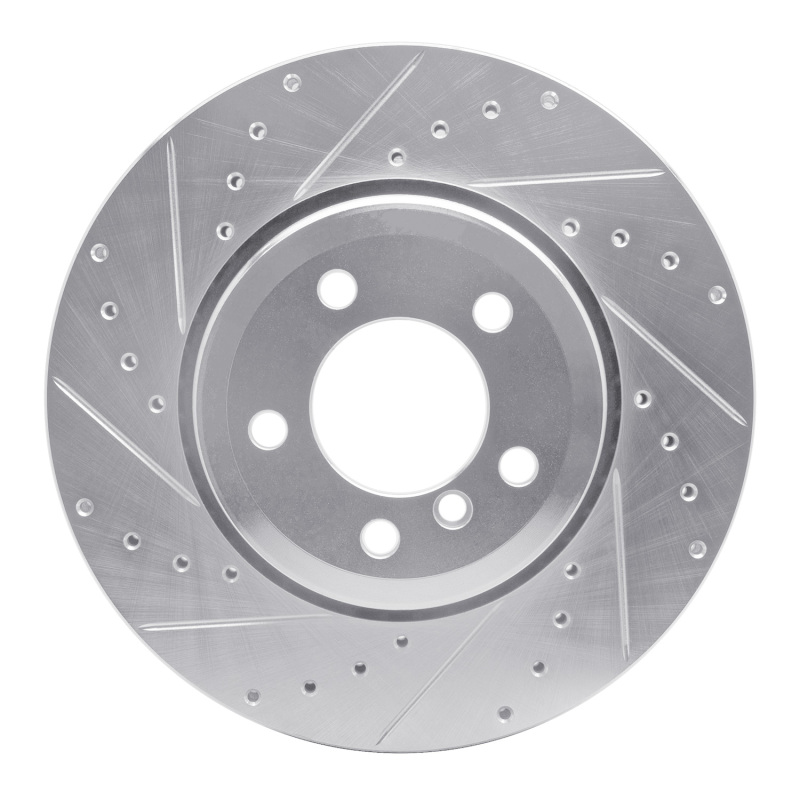 R1 05-08 BMW 760I Rear Left Drilled & Slotted Silver Brake Rotor