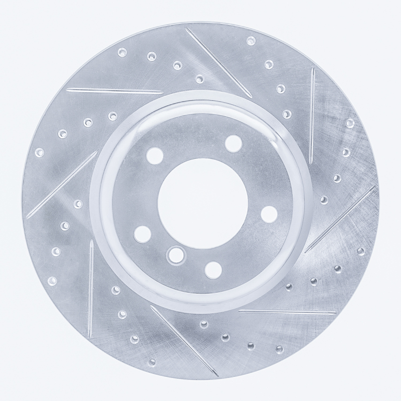 R1 06-13 BMW 330I Front Right Drilled & Slotted Silver Brake Rotor
