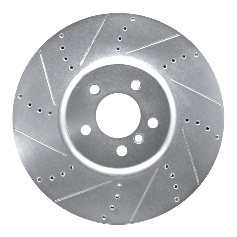 R1 09-17 BMW 750LI xDrive Left Front Drilled & Slotted Silver Brake Rotor