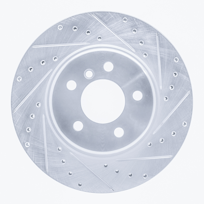 R1 11-16 BMW 528I Front Right Drilled & Slotted Silver Brake Rotor
