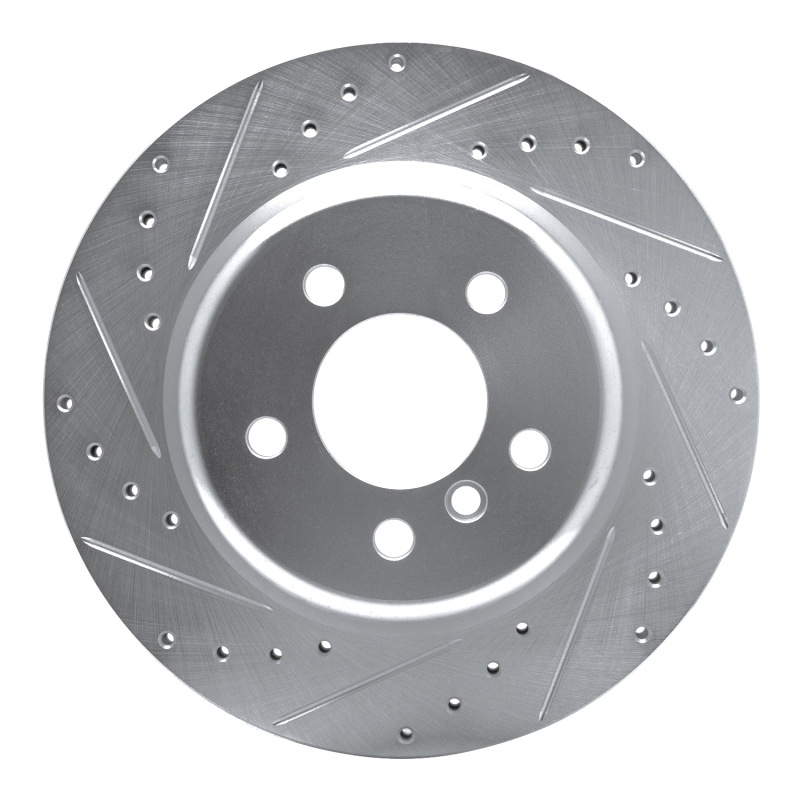 R1 11-16 BMW 528I xDrive Rear Left Drilled & Slotted Silver Brake Rotor