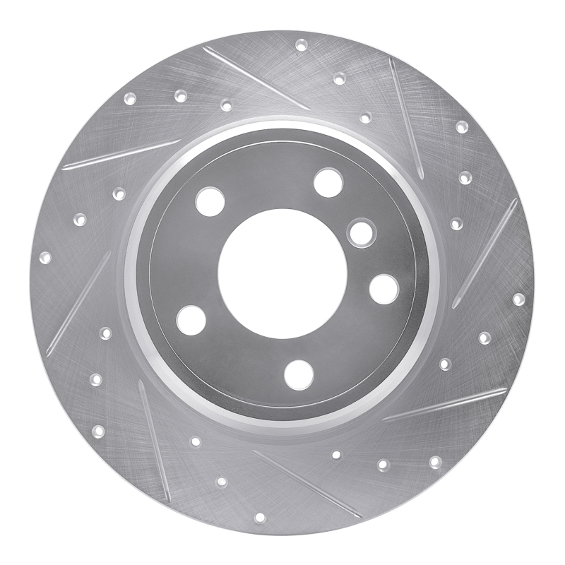 R1 00-06 BMW X5 Rear Right Drilled & Slotted Silver Brake Rotor