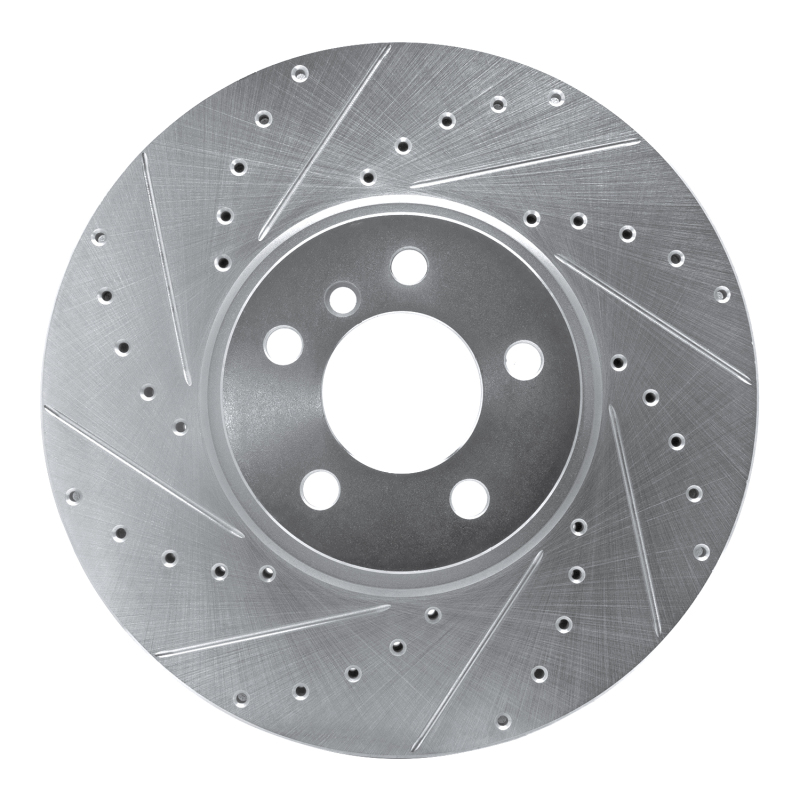 R1 02-06 BMW X5 Front Left Drilled & Slotted Silver Brake Rotor