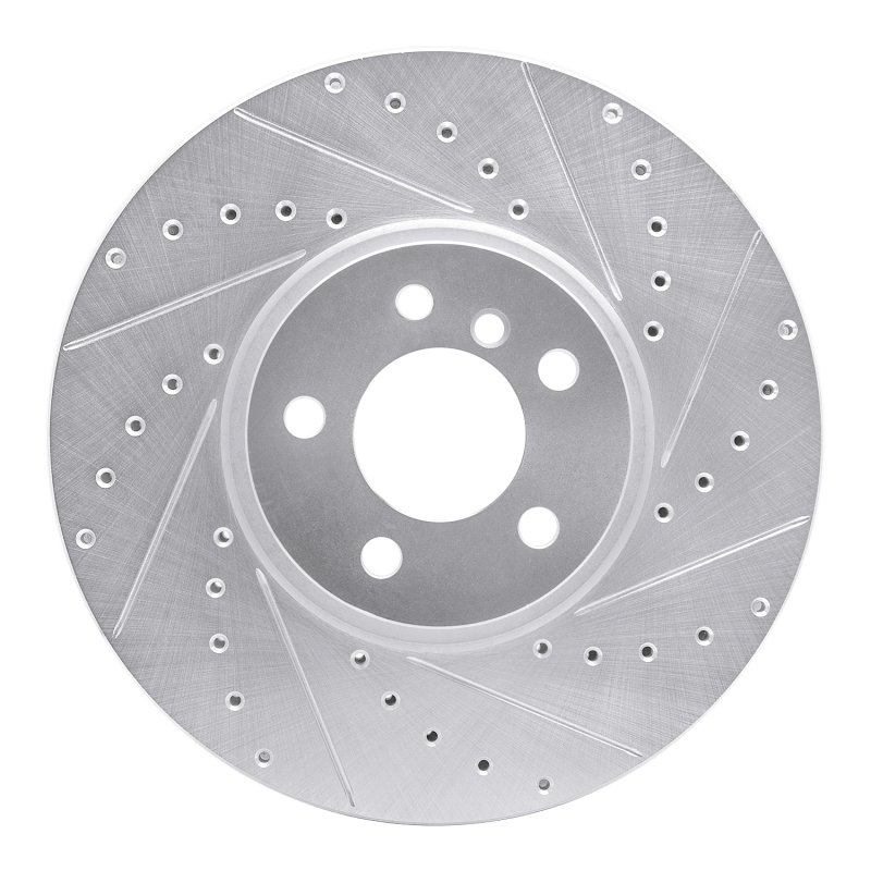 R1 02-06 BMW X5 Front Right Drilled & Slotted Silver Brake Rotor