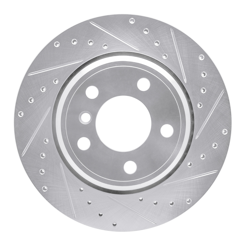 R1 02-06 BMW X5 Rear Right Drilled & Slotted Silver Brake Rotor