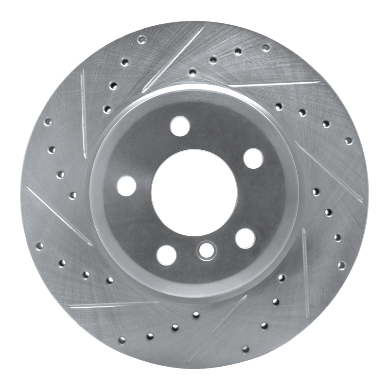 R1 04-10 BMW X3 Front Left Drilled & Slotted Silver Brake Rotor