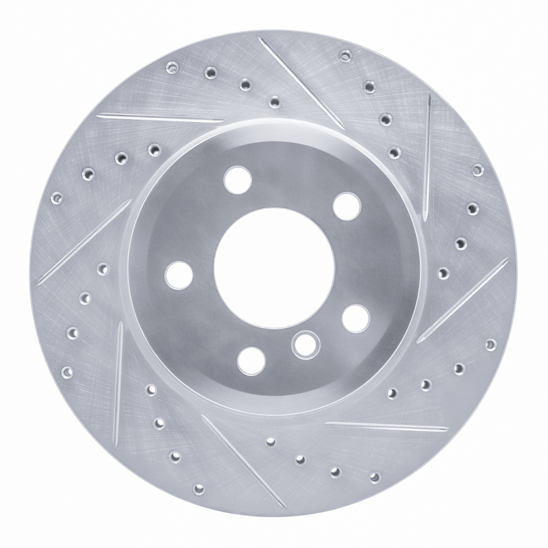 R1 04-10 BMW X3 Front Right Drilled & Slotted Silver Brake Rotor