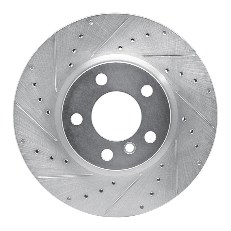R1 11-18 BMW X3 Front Left Drilled & Slotted Silver Brake Rotor