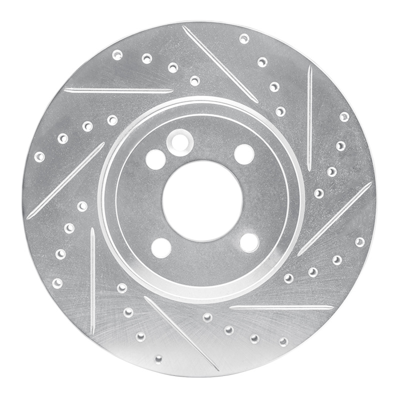 R1 02-06 Mini Cooper (Excl Clubman) Front Right Drilled & Slotted Silver Brake Rotor