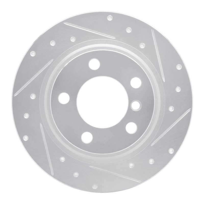 R1 13-16 Mini Cooper Countryman Rear Right Drilled & Slotted Silver Brake Rotor