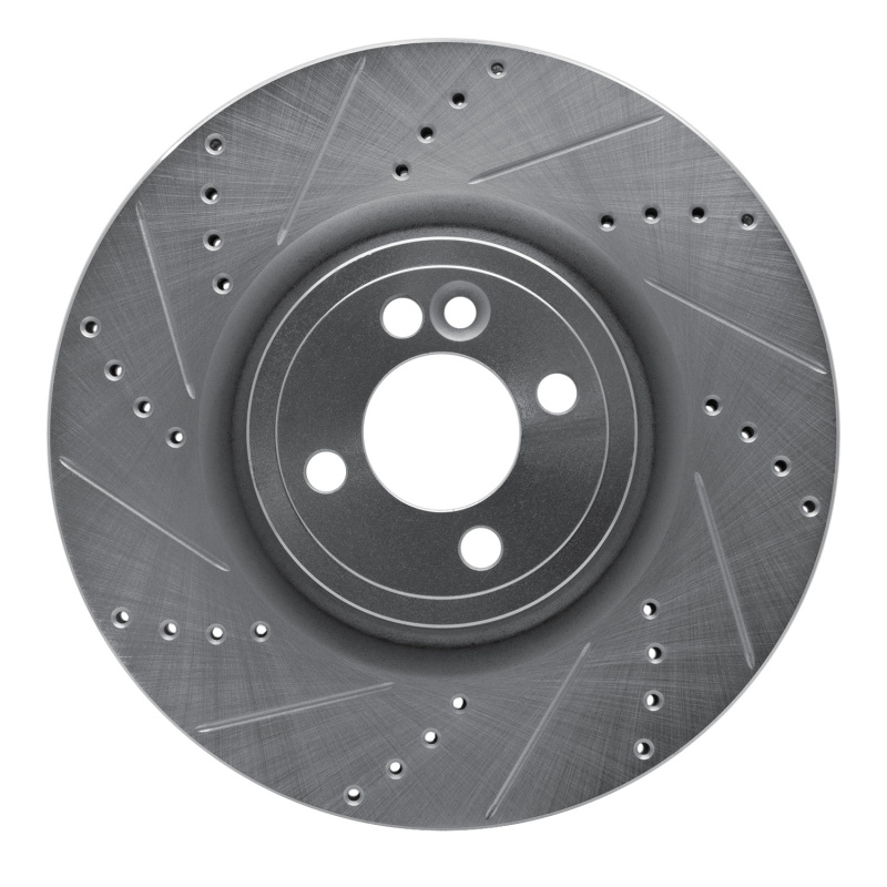 R1 13-13 Mini Cooper (Excl Clubman) Front Left Drilled & Slotted Silver Brake Rotor