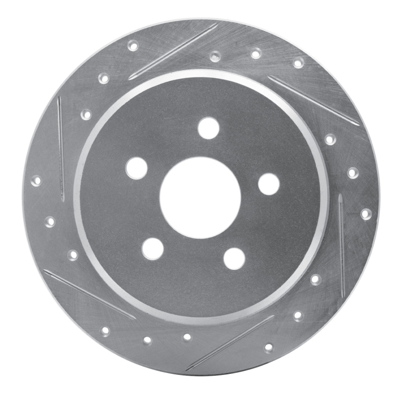 R1 03-10 Chrysler PT Cruiser Rear Left Drilled & Slotted Silver Brake Rotor