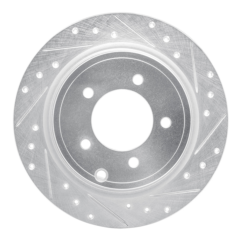 R1 07-17 Chrysler SEBRING Rear Right Drilled & Slotted Silver Brake Rotor