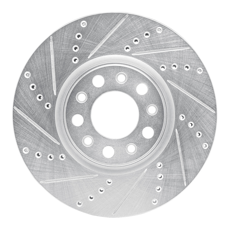 R1 13-23 Chrysler 200 Front Left Drilled & Slotted Silver Brake Rotor