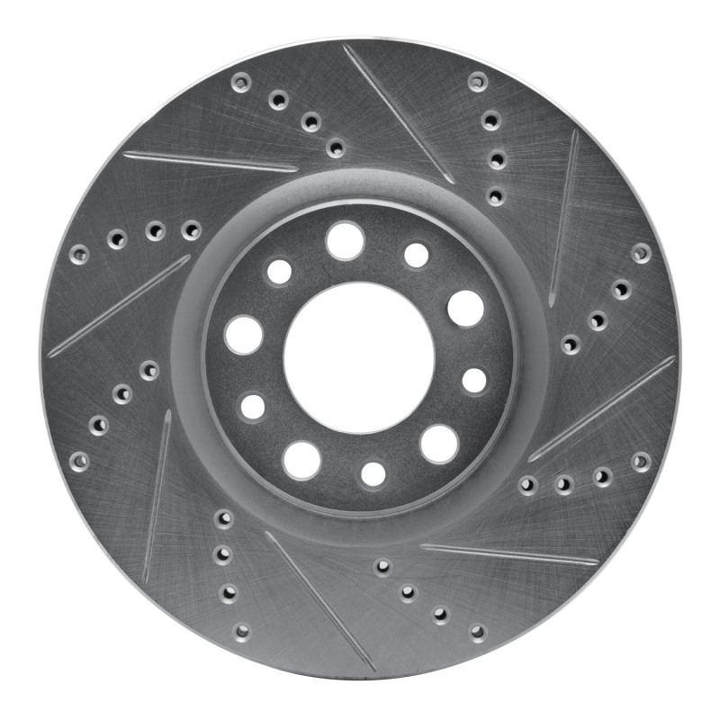 R1 13-23 Chrysler 200 Front Right Drilled & Slotted Silver Brake Rotor