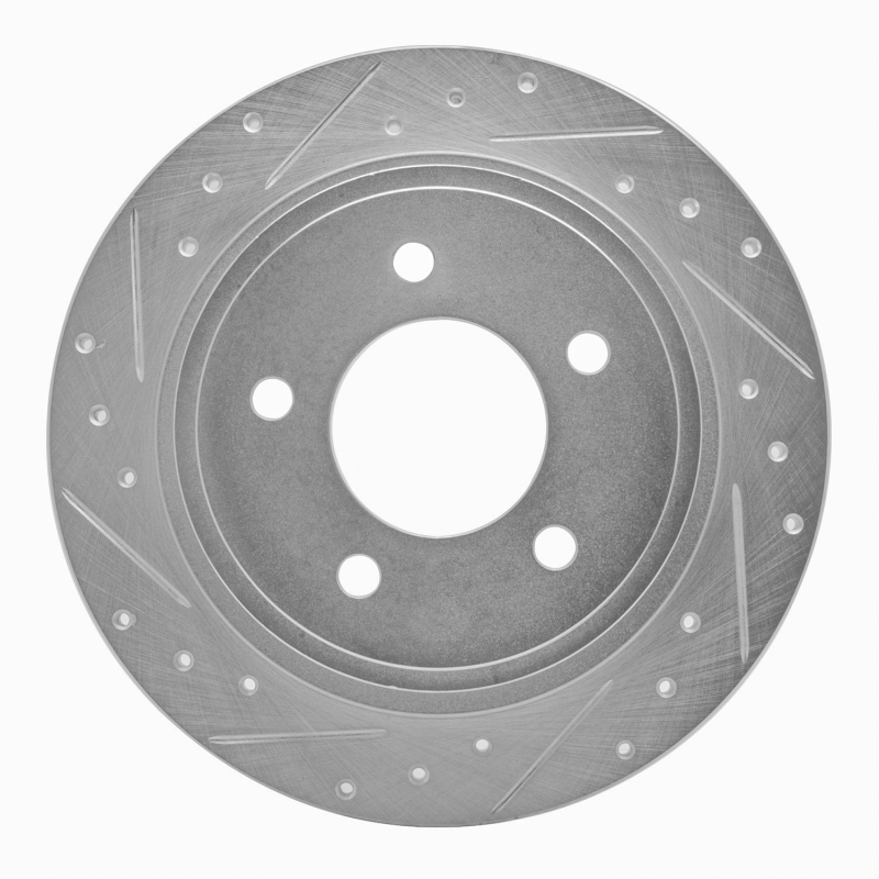 R1 04-08 Chrysler Pacifica Rear Left Drilled & Slotted Silver Brake Rotor