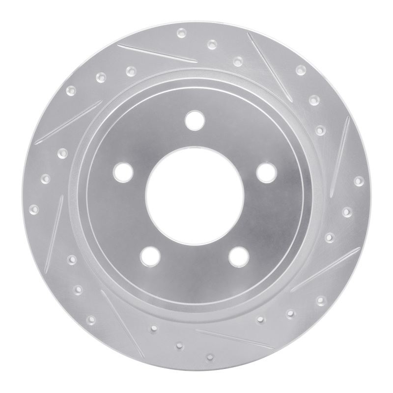R1 04-08 Chrysler Pacifica Rear Right Drilled & Slotted Silver Brake Rotor