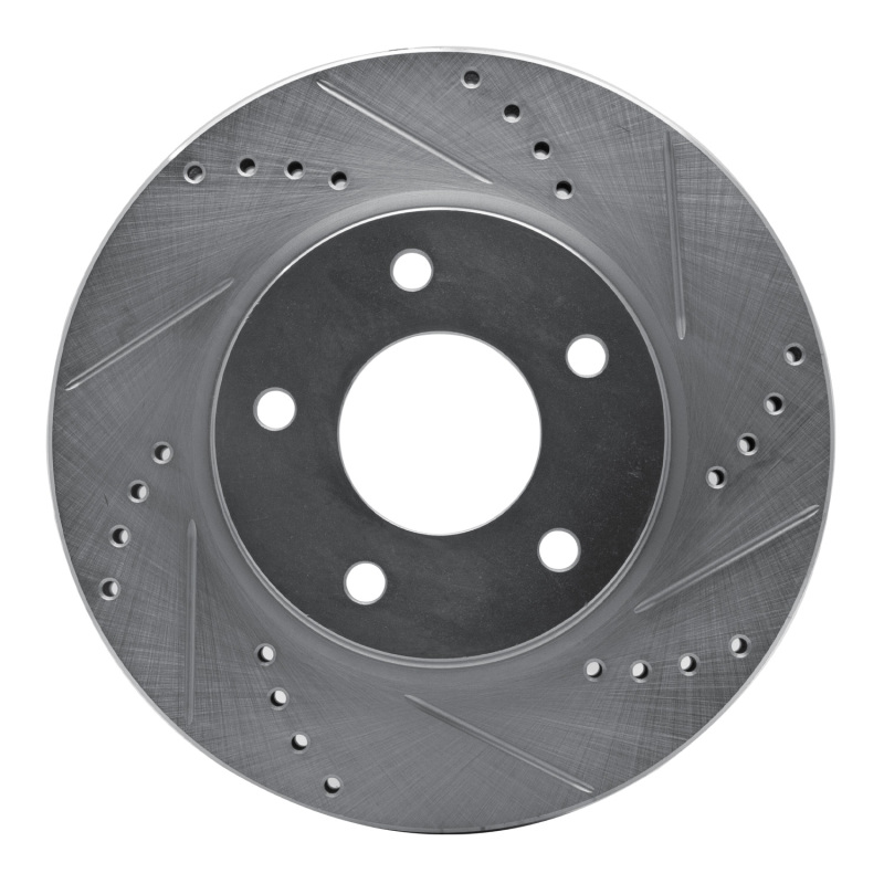R1 07-17 Dodge CALIBER Front Right Drilled & Slotted Silver Brake Rotor