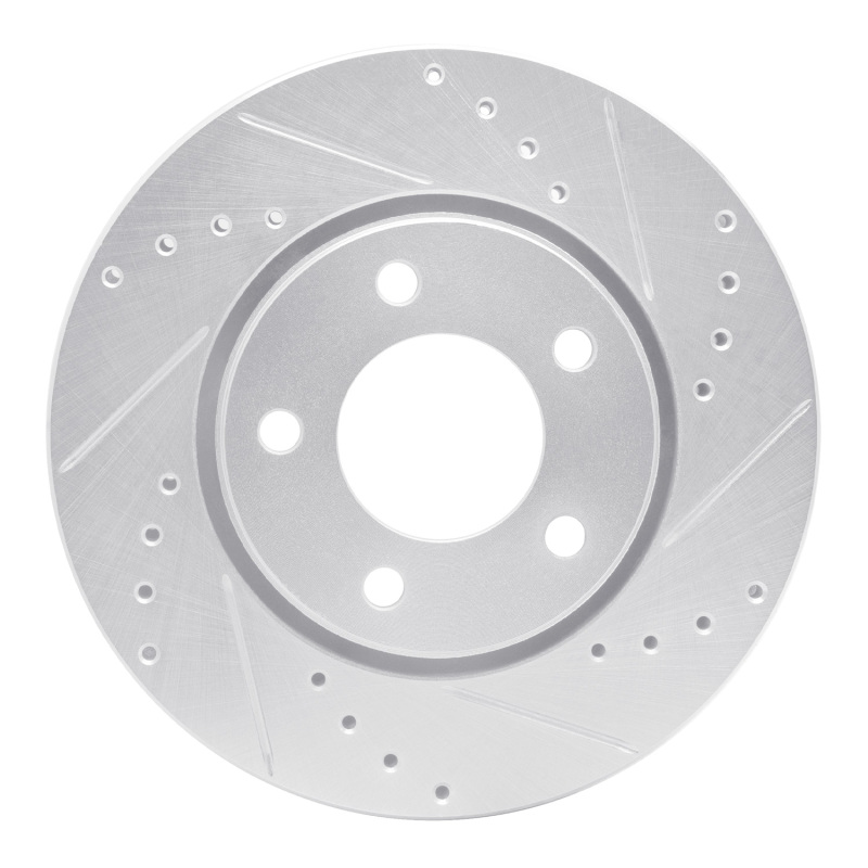 R1 01-07 Chrysler Voyager Front Right Drilled & Slotted Silver Brake Rotor