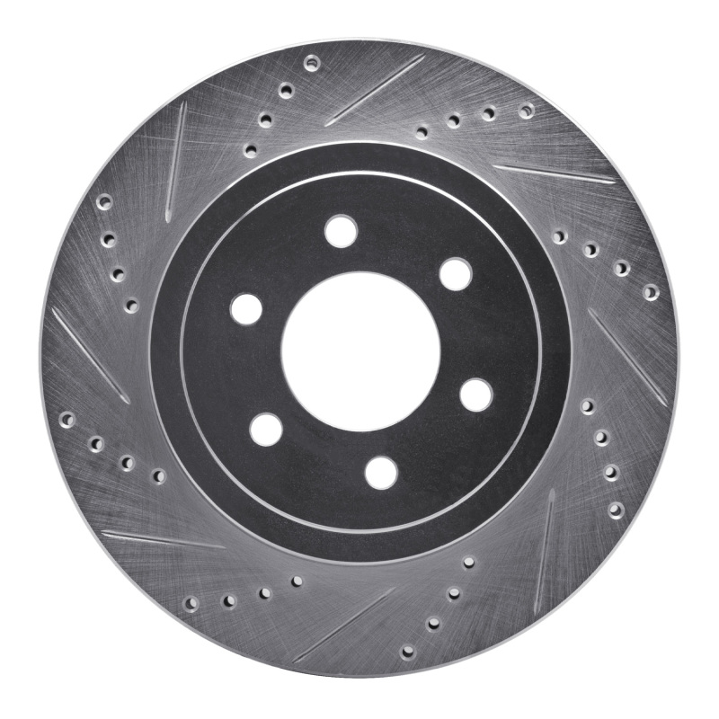 R1 03-04 Dodge DAKOTA RWD Front Left Drilled & Slotted Silver Brake Rotor