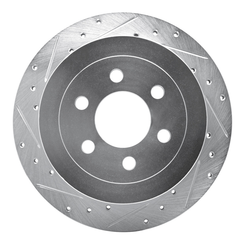 R1 03-04 Dodge DAKOTA RWD Rear Left Drilled & Slotted Silver Brake Rotor