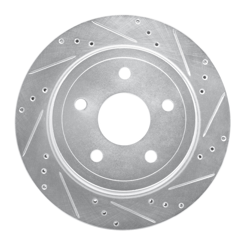 R1 04-06 Dodge Ram 1500 Pickup Rear Left Drilled & Slotted Silver Brake Rotor