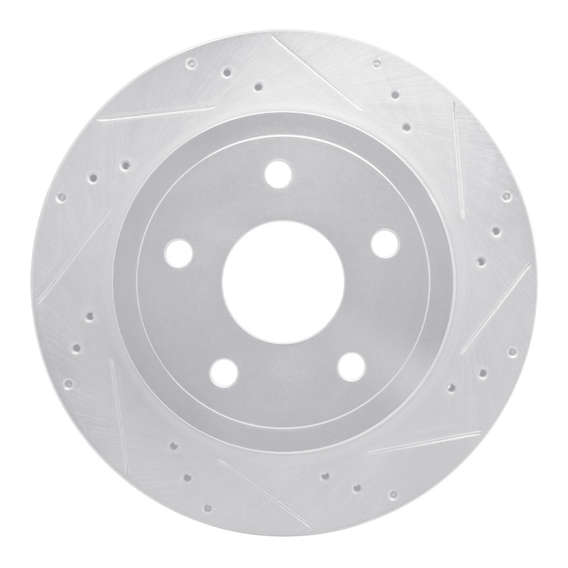R1 04-06 Dodge Ram 1500 Pickup Rear Right Drilled & Slotted Silver Brake Rotor