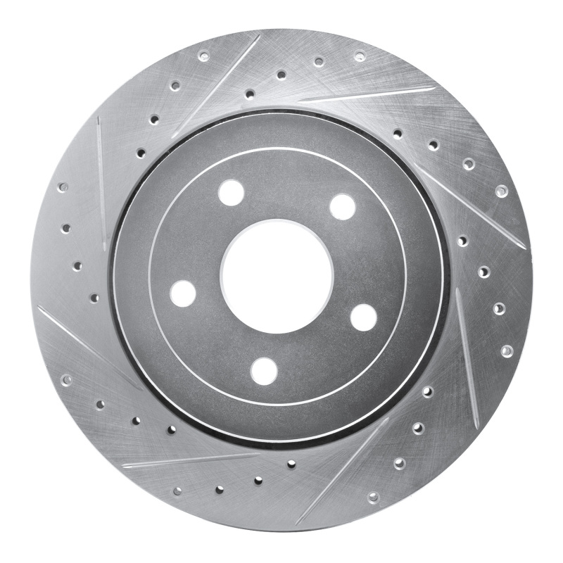 R1 06-10 Jeep Grand Cherokee Rear Left Drilled & Slotted Silver Brake Rotor