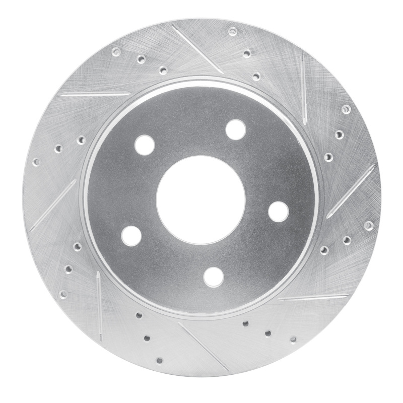 R1 08-12 Jeep J8 Front Right Drilled & Slotted Silver Brake Rotor