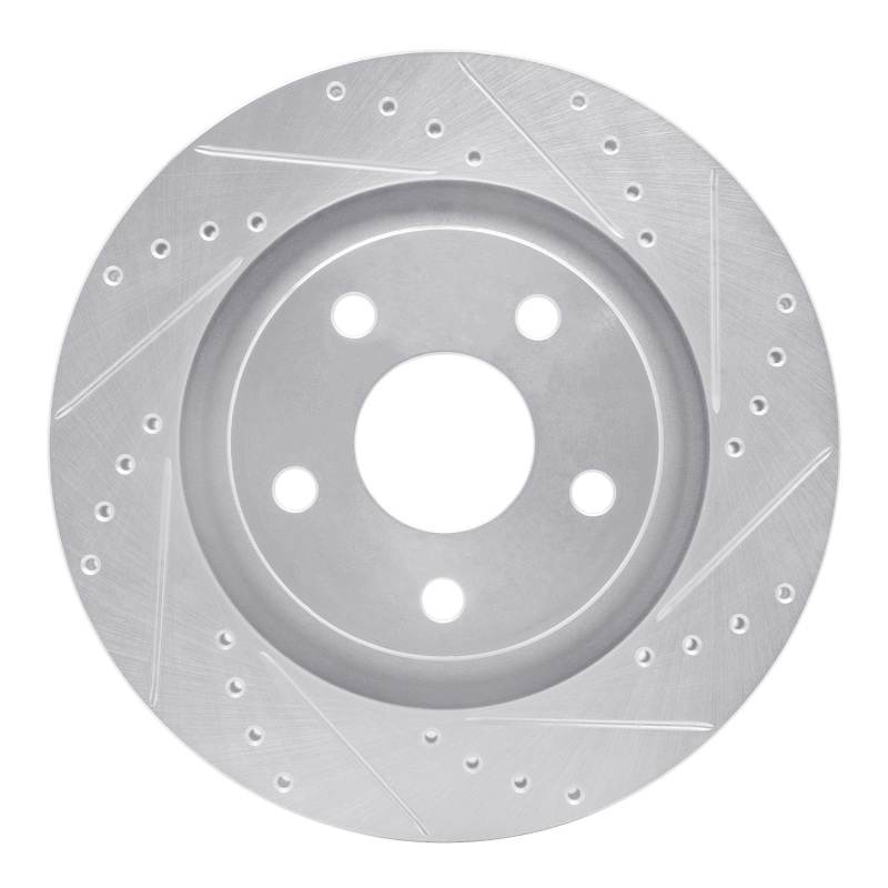 R1 12-18 Jeep Wrangler Front Right Drilled & Slotted Silver Brake Rotor