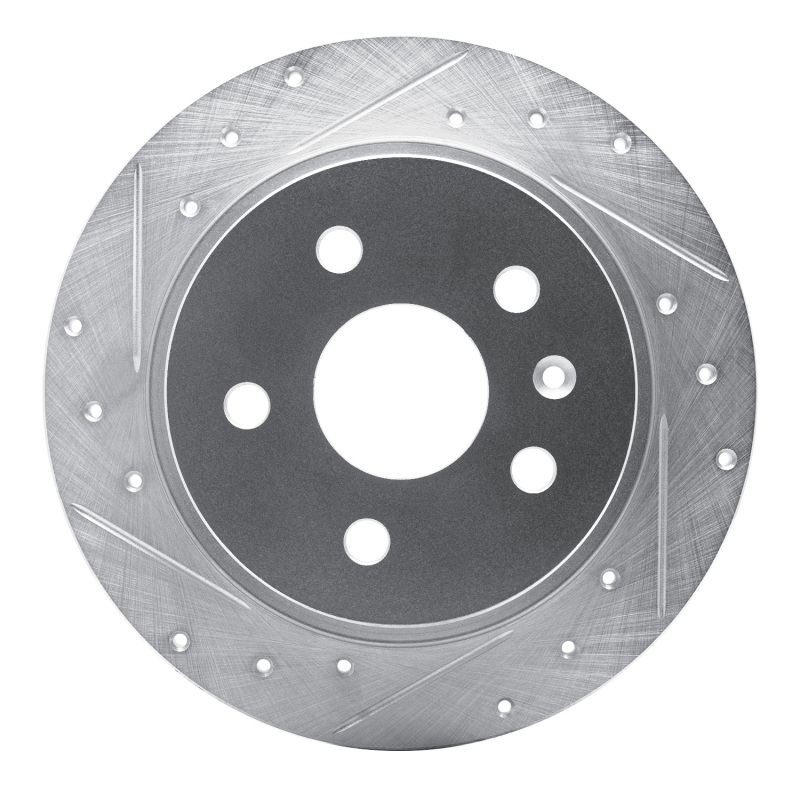 R1 11-16 Buick LaCrosse Rear Left Drilled & Slotted Silver Brake Rotor