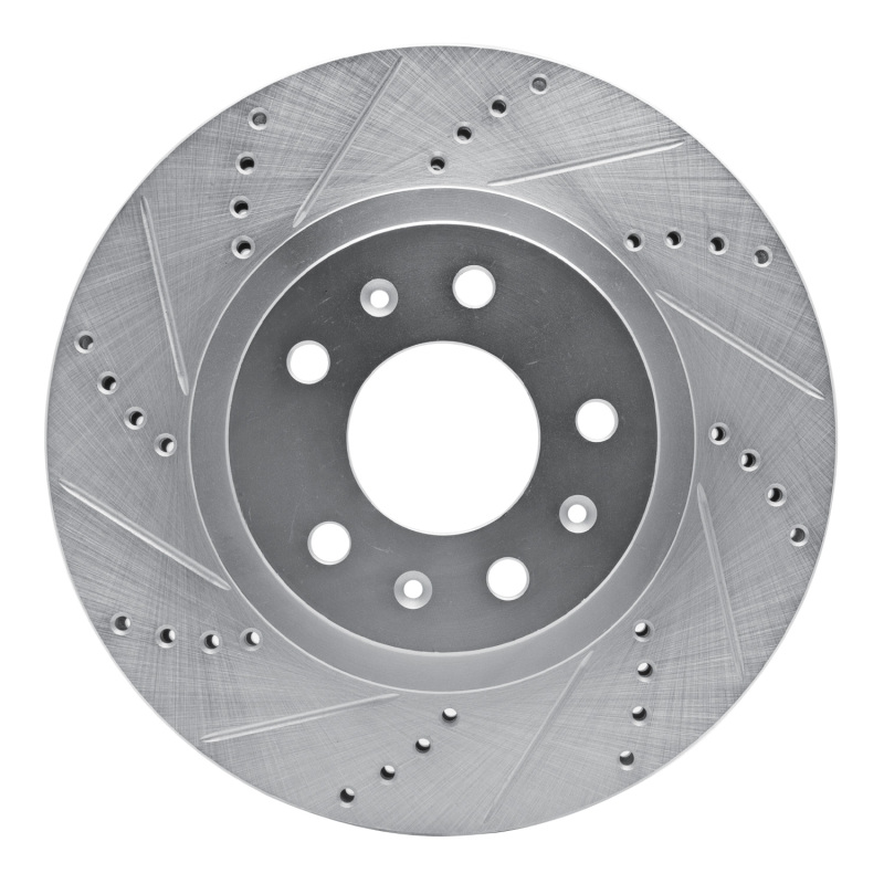 R1 03-07 Cadillac CTS Front Left Drilled & Slotted Silver Brake Rotor