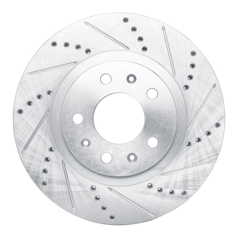 R1 03-07 Cadillac CTS Front Right Drilled & Slotted Silver Brake Rotor